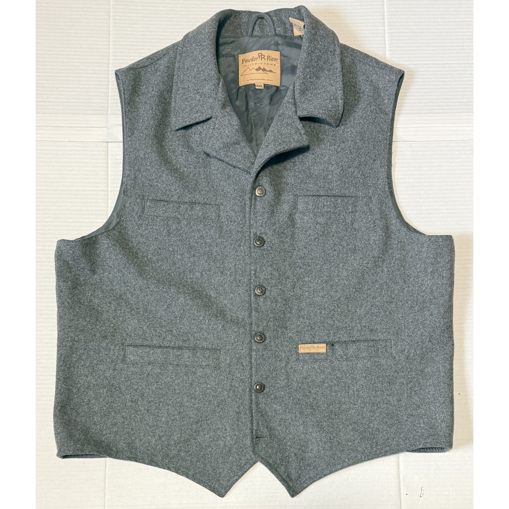 POWDER RIVER OUTFITTERS - Men's Wool Blend Gray Lined Vest - XXL - 2X-Large